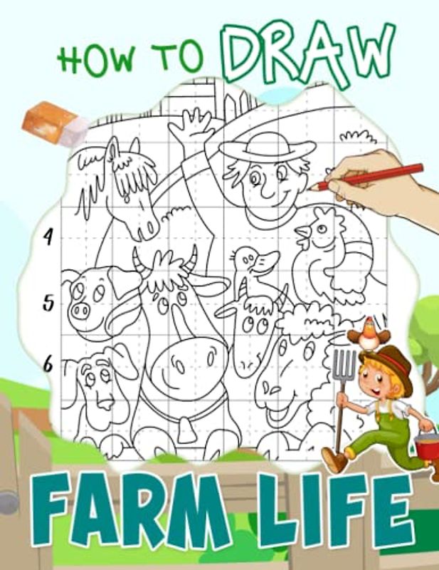How To Draw Farm Life: 25 Soothing And Peaceful Landscape Pictures With Guides To Follow And Learn To Draw | Gifts For Toddlers, Kids 2 4 6 8 And Children