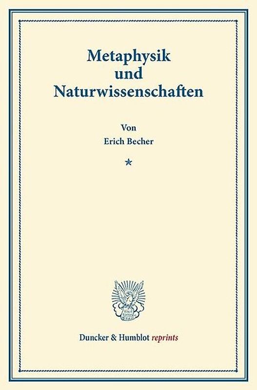 Metaphysik und Naturwissenschaften.