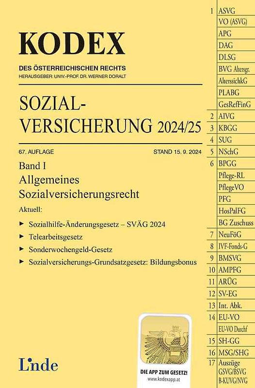 KODEX Sozialversicherung 2024/25, Band I