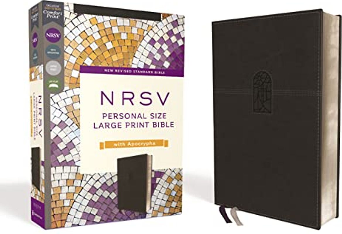 NRSV, Personal Size Large Print Bible with Apocrypha, Leathersoft, Black, Comfort Print