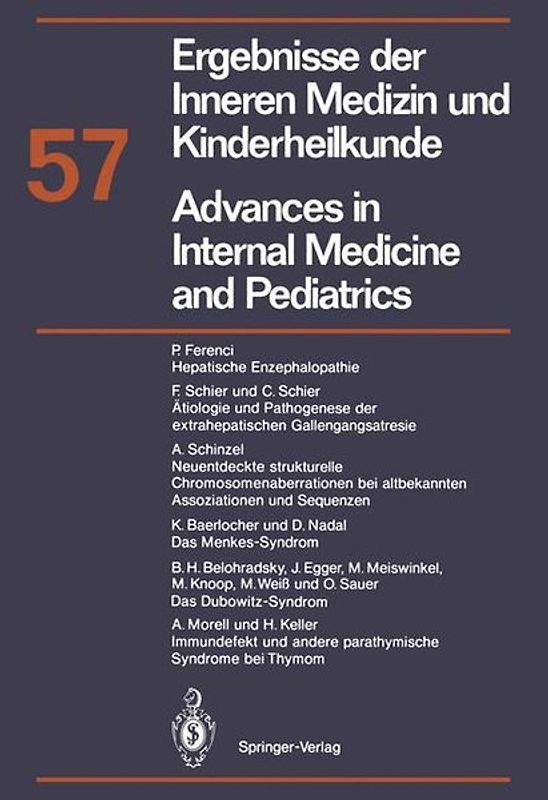 Ergebnisse der Inneren Medizin und Kinderheilkunde/Advances in Internal Medicine and Pediatrics