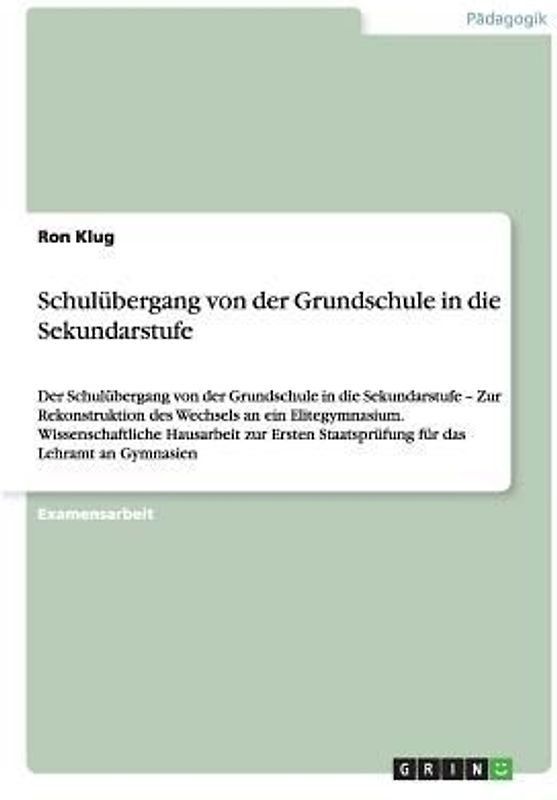 Schulübergang von der Grundschule in die Sekundarstufe