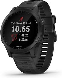 Image of Garmin Forerunner 945 zwart met een zwarte siliconen polsband (Refurbished)