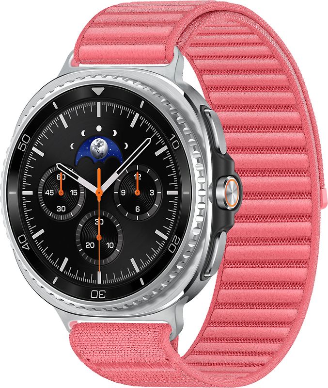 Samsung Galaxy Watch8 Classic 46 mm Boîtier aluminium noir sur Confort M/L corail [Wi-Fi]