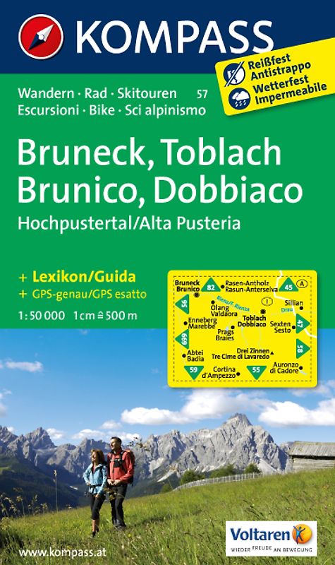 KOMPASS Wanderkarte Bruneck /Toblach /Hochpustertal - Brunico /Dobbiaco /Alta Pusteria