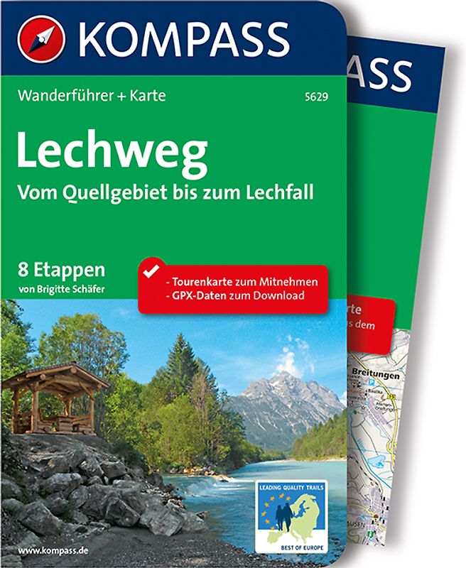 KOMPASS Wanderführer Lechweg, Vom Quellgebiet bis zum Lechfall, 8 Etappen