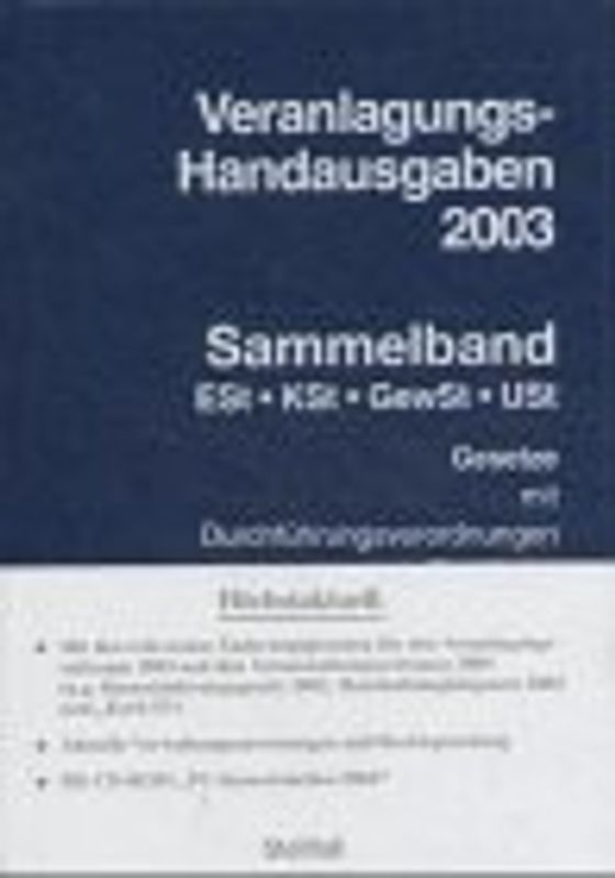Veranlagungs-Handausgaben Sammelband 2003