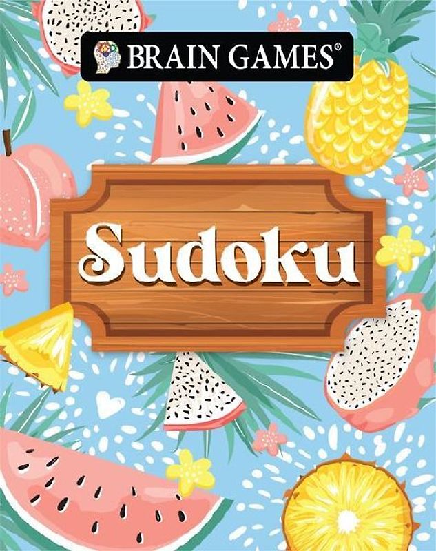 Brain Games - Take-Along - Sudoku Summer-Themed Fruit Design Portable Variety Puzzle Book
