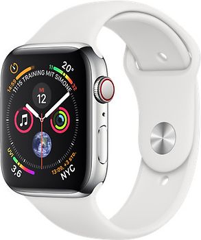Apple Watch Series 4 44mm caja de acero inoxidable en plata y correa deportiva blanca [Wifi + Cellular]