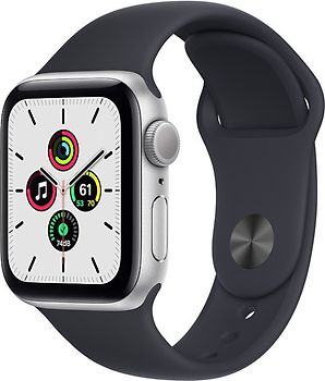 Apple Watch SE 40 mm boîter aluminium argent et bracelet sport noir [Wi-Fi]