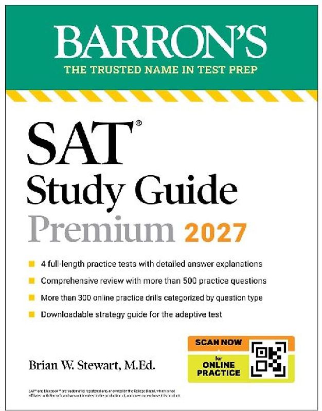 SAT Study Guide Premium, 2027: 3 Practice Tests + Comprehensive Review + Online Practice and Video Lessons