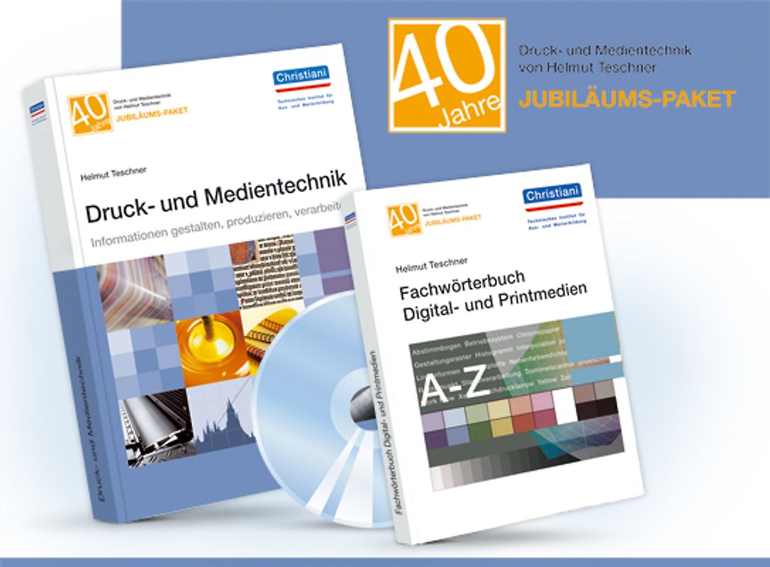 40 Jahre Jubiläums-Paket  Druck- und Medientechnik und Fachwörterbuch Digital- und Printmedien