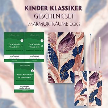 Kinder Klassiker Geschenkset - 3 Bücher (mit Audio-Online) + Marmorträume Schreibset Basics