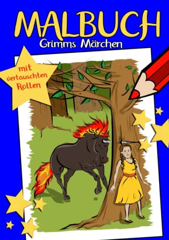 Malbuch: Grimms Märchen mit vertauschten Rollen