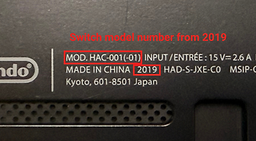 Beispielbild 1: Modellnummer der Switch-Version aus 2019