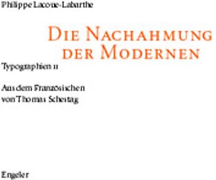 Die Nachahmung der Modernen