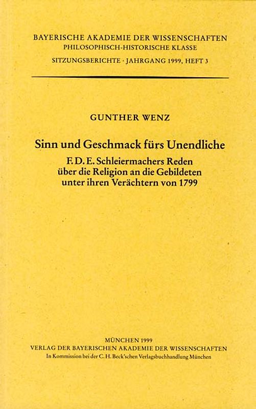 Werke des Verlags der Bayerischen Akademie der Wissenschaften bei... / Sinn und Geschmack fürs Unendliche