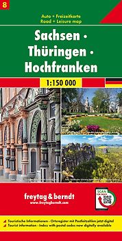 freytag & berndt Straßenkarte Sachsen - Thüringen - Hochfranken 1:150.000