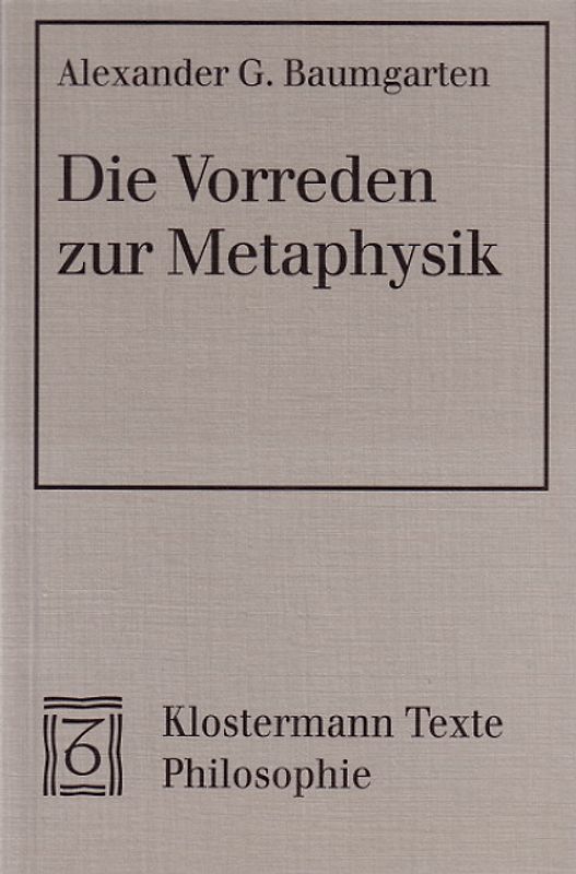 Die Vorreden zur Metaphysik
