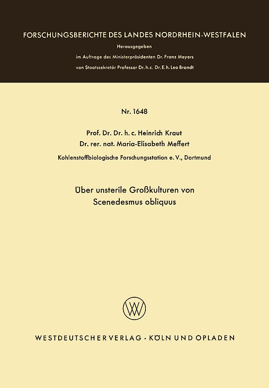 Über unsterile Großkulturen von Scenedesmus obliquus