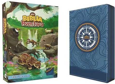 Nbla, Biblia Aventura, Interior a Color, Leathersoft, Azul, Con Cierre, Comfort Print