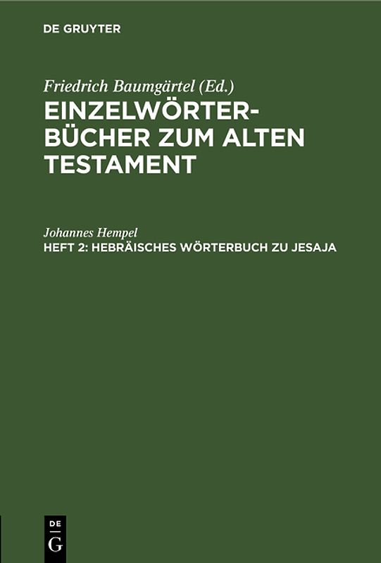 Einzelwörterbücher zum Alten Testament / Hebräisches Wörterbuch zu Jesaja