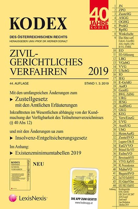 KODEX Zivilgerichtliches Verfahren 2019