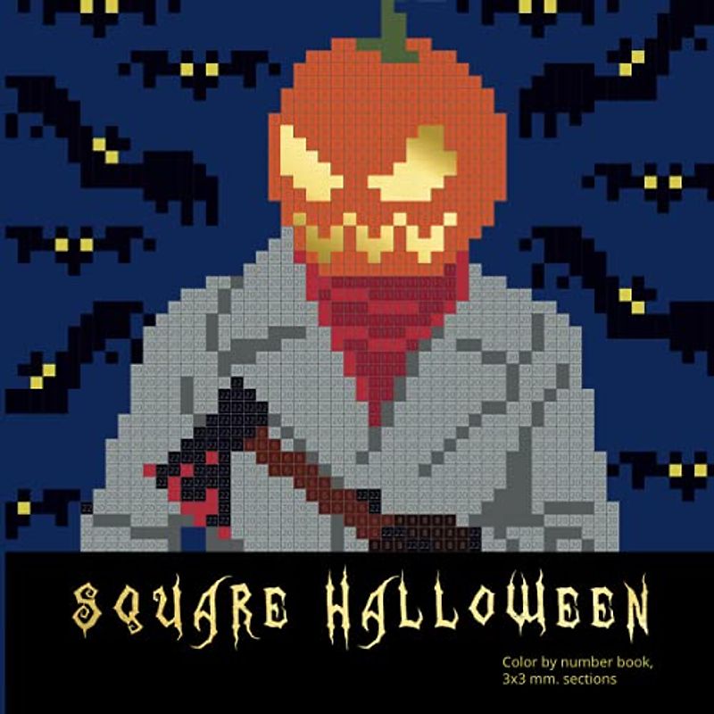 SQUARE HALLOWEEN: Color by number book, 3x3 mm. sections.