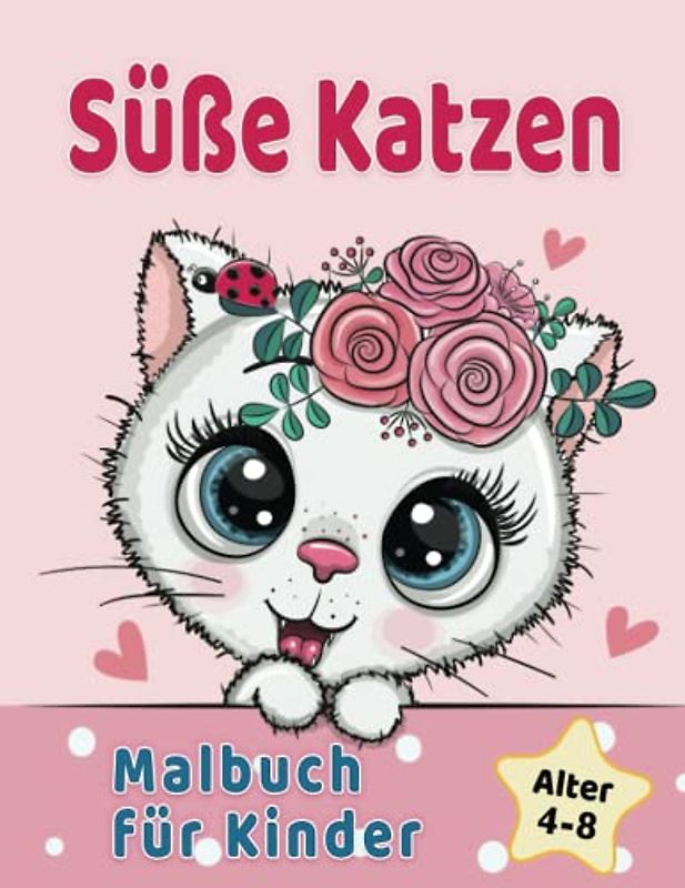 Süße Katzen Malbuch für Kinder 4-8 Jahren: Entzückende Comic-Katzen, Kätzchen & Einhorn-Katzen Caticorn