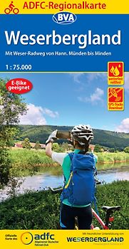 ADFC-Regionalkarte Weserbergland, 1:75.000, mit Tagestourenvorschlägen, reiß- und wetterfest, E-Bike-geeignet, GPS-Tracks Download