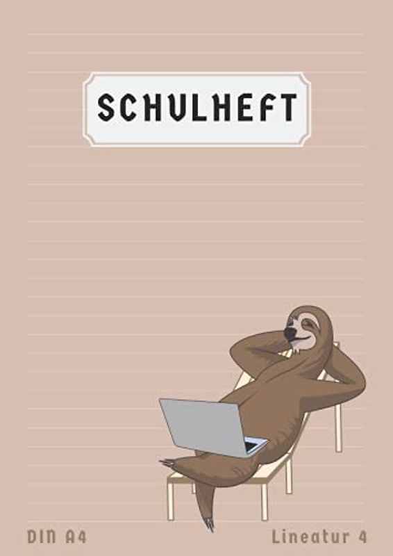 Schulheft Lineatur 4 A4: Schreibheft Lineatur 4 Din a4 Ohne Rand 4.Klasse Liniert 50 Blatt