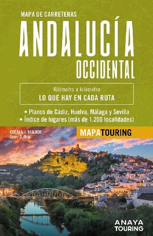 Mapa de carreteras de Andalucía occidental (desplegable), escala 1:340.000