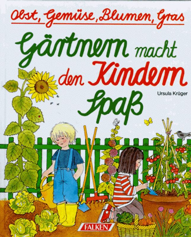 Gärtnern macht den Kindern Spass. Obst, Gemüse, Blumen, Gras