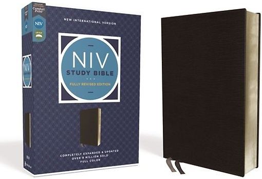 NIV Study Bible, Fully Revised Edition, Bonded Leather, Black, Red Letter, Comfort Print