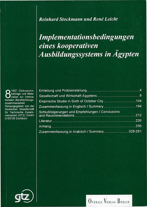Implementationsbedingungen eines kooperativen Ausbildungssystems in Ägypten