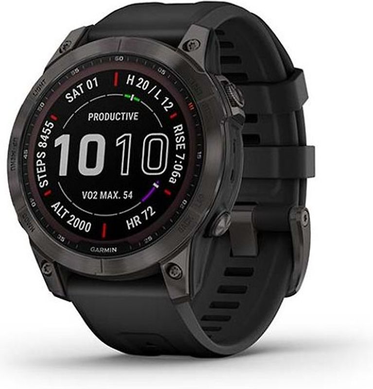 Garmin Fenix 7 47 mm noir avec bracelet en silicone noir [Wi-Fi, Sapphire Solar Edition]