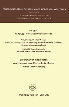 Sinterung von Filterkuchen aus Eisenerz- bzw. Konzentratschlamm