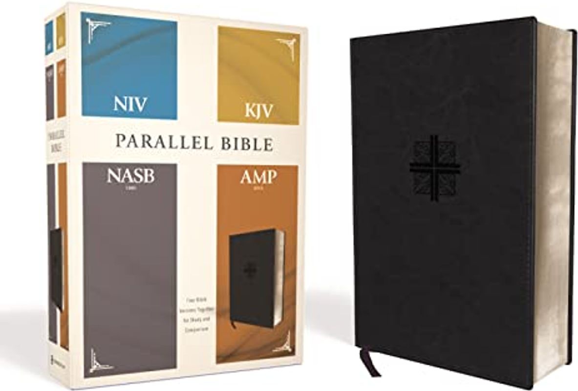 Niv, Kjv, Nasb, Amplified, Parallel Bible, Leathersoft, Black