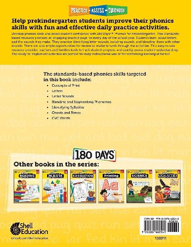 180 Days(tm) Phonics for Prekindergarten