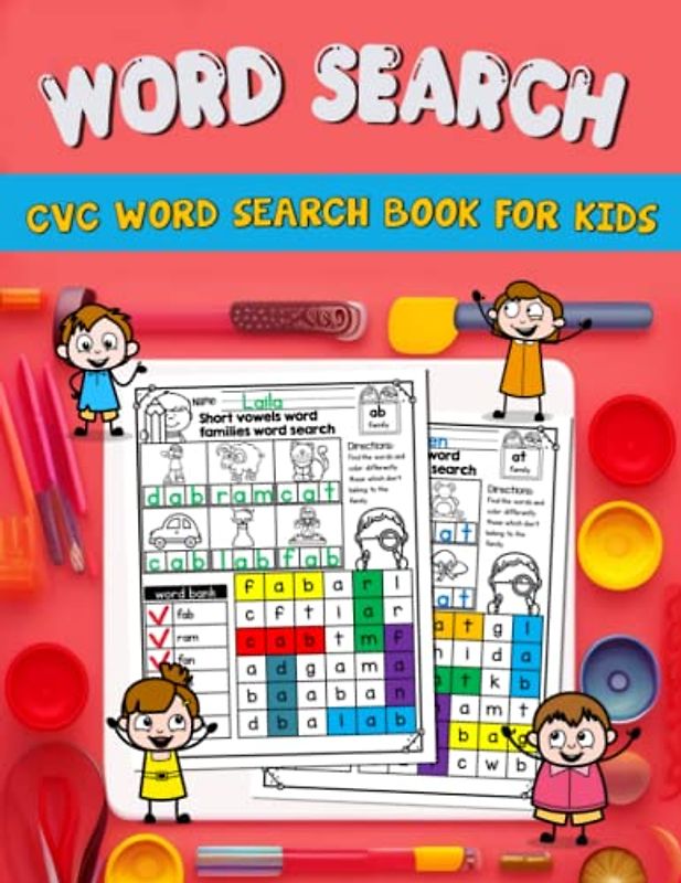 CVC Word Search Book For Kids: A Fun and Enjoyable Way to Improve CVC words Recognition, Spelling Skills and Vocabulary: (Gift Idea for Boys and Girls)
