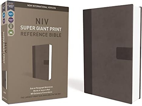 NIV, Super Giant Print Reference Bible, Giant Print, Imitation Leather, Gray, Red Letter Edition