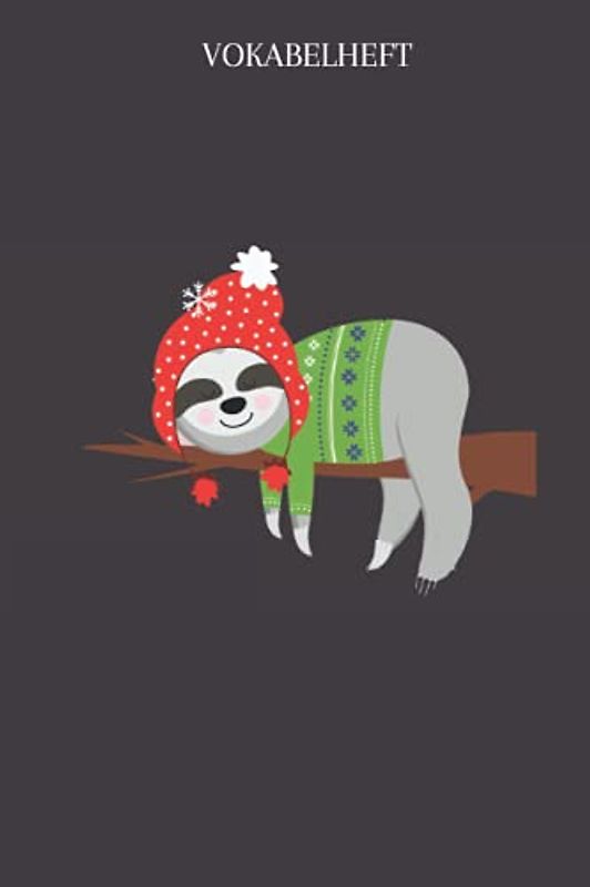 Vokabelheft: Vokabelheft Faultier, A5, 60 Seiten mit je 3 Spalten