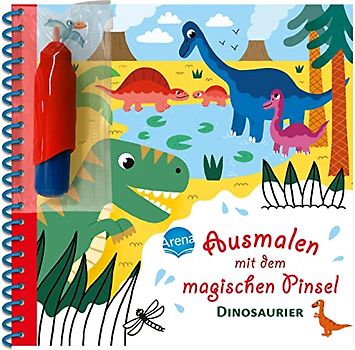Ausmalen mit dem magischen Pinsel. Dinosaurier