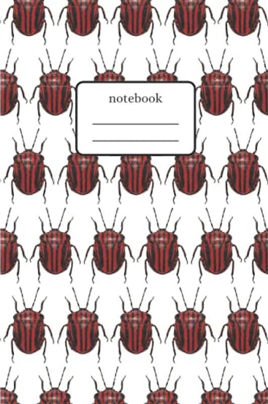 Notebook Beetles Red: Composition Notebook with Red Beetles Pattern - Lined Notebook 120 Pages 6x9 inch - White Version
