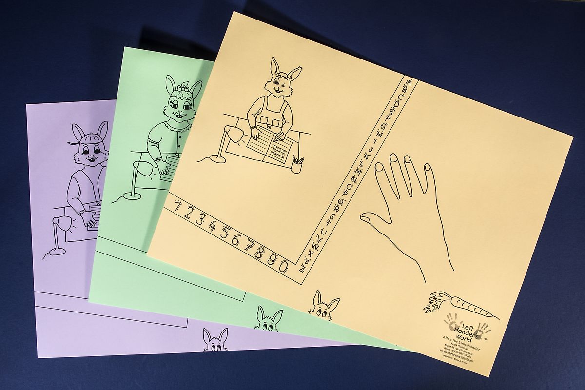 Linkshänder Schreibunterlagen-Set „Hasenfamilie“