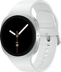 Samsung Galaxy Watch8 40 mm Boîtier aluminium argent sur Sport en silicone S/M blanc [Wi-Fi + 4G]