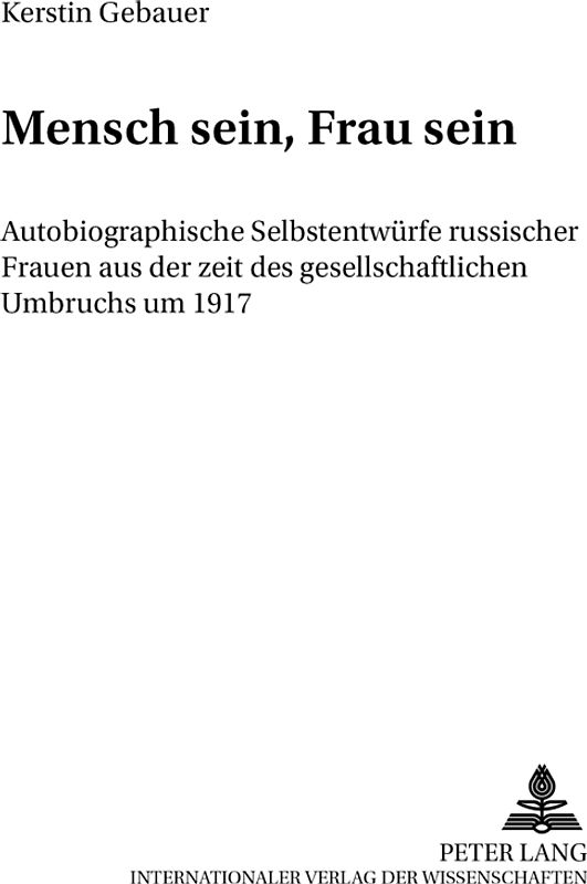 Mensch sein, Frau sein