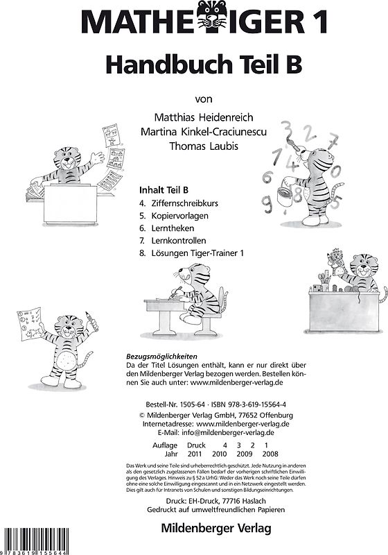 Mathetiger 1, Handbuch Teil B · Erstausgabe