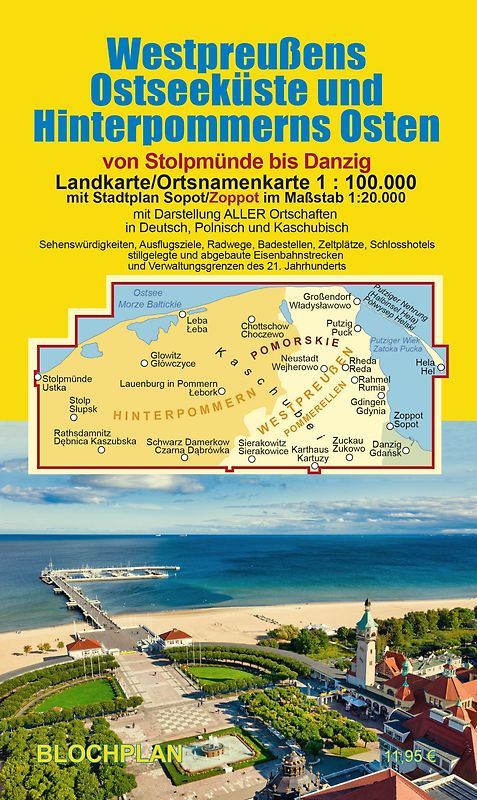 Landkarte Westpreußens Ostseeküste und Hinterpommerns Osten