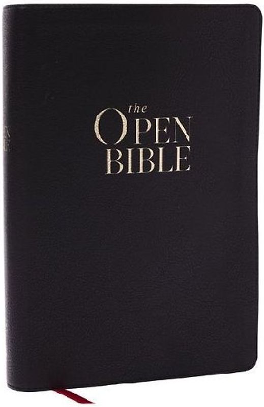 The Open Bible: Read and Discover the Bible for Yourself (Kjv, Black Leathersoft, Red Letter, Comfort Print, Thumb Indexed)